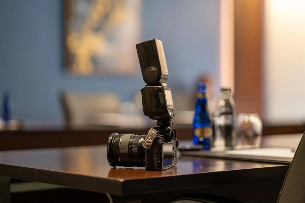 Camera setup backstage during a podcast recording in Istanbul