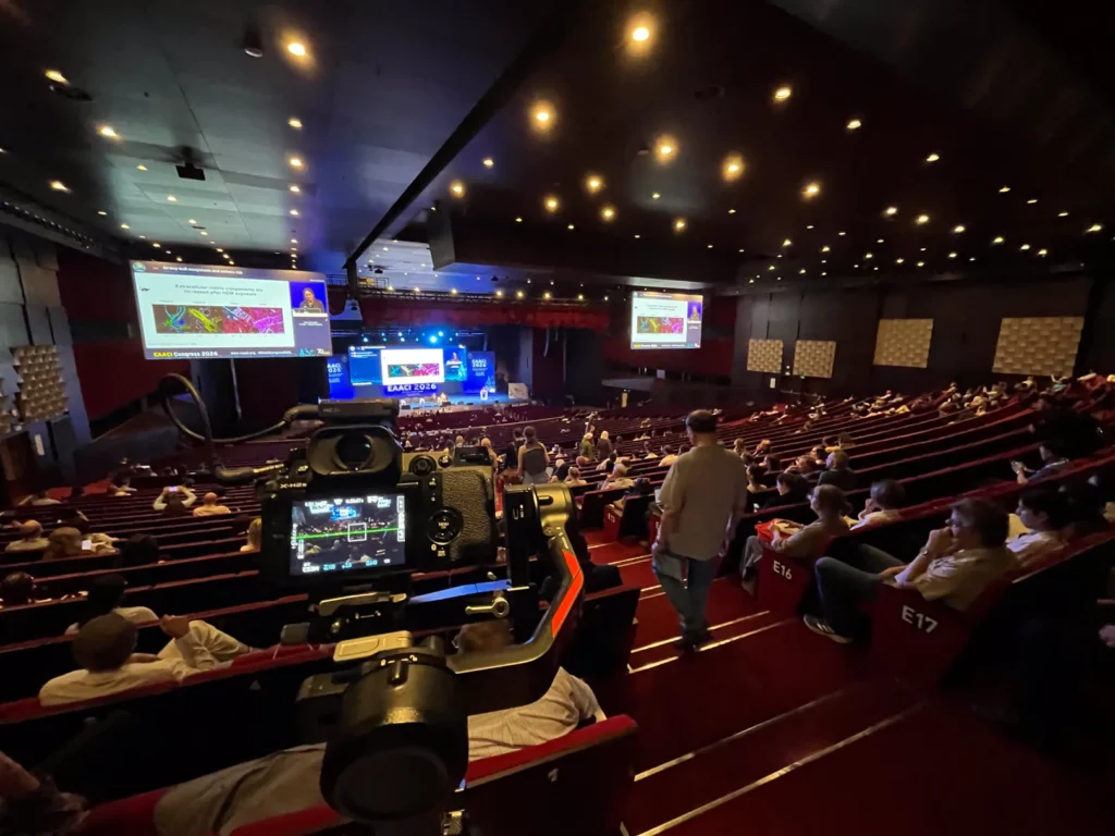 Corporate conference filming setup at an Istanbul congress venue