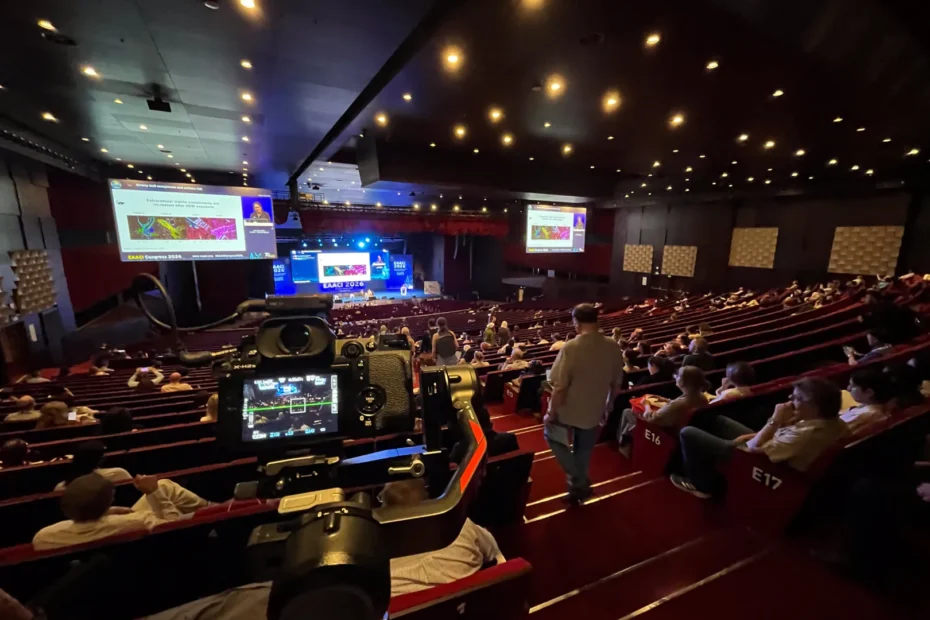 Corporate conference filming setup at an Istanbul congress venue