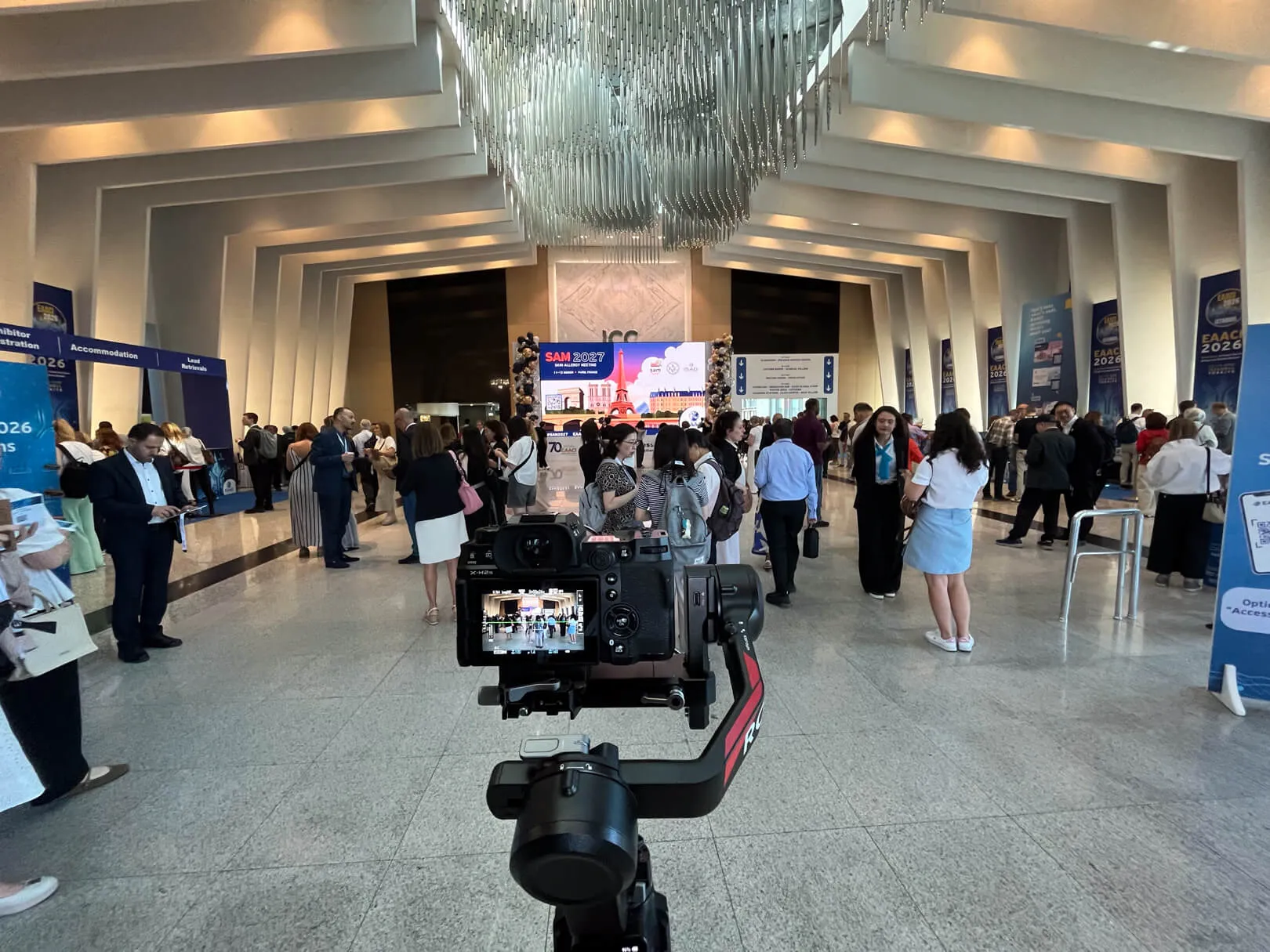 Congress center entrance set up for a corporate conference photo shoot in Istanbul