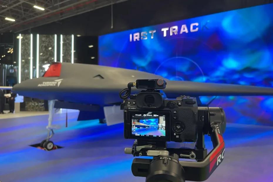 Aircraft on display at a defense and aerospace exhibition in Istanbul